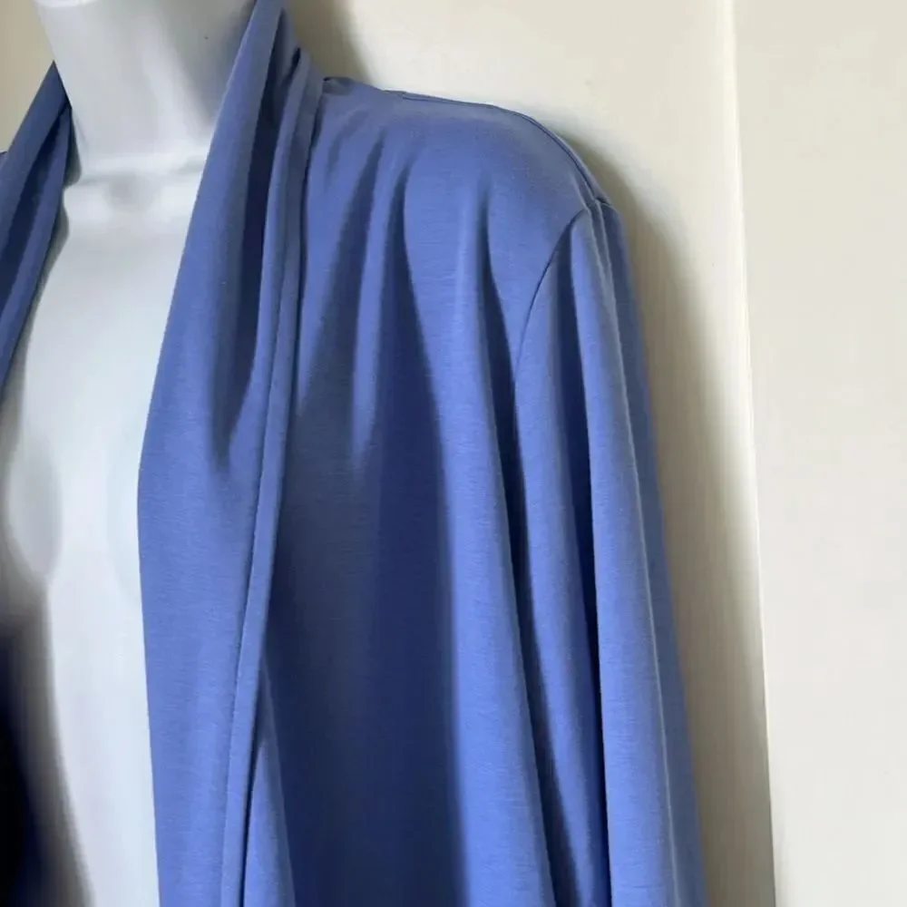 L.L.Bean Women 100% Supima Cotton Open Blue Lilac Cardigan Light Sweater sz L